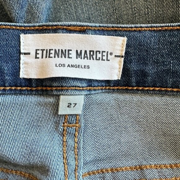 Women's 27 Etienne Marcel Red Zipper Indigo Splatter Skinny Zipper Fly - Picture 10 of 12